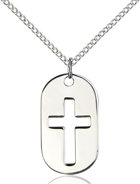 Sterling Silver Cross Dog Tag Necklace Set