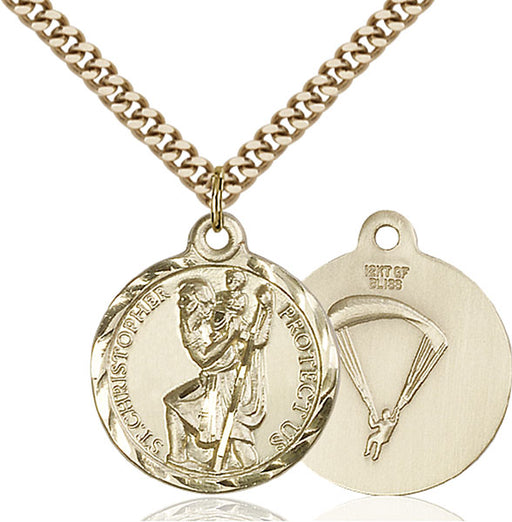 Gold-Filled Saint Christopher and Paratrooper Necklace Set