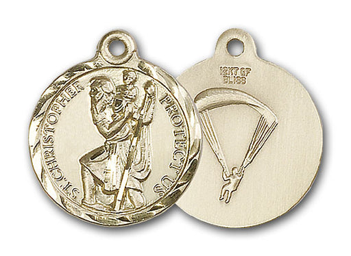 14K Gold Saint Christopher and Paratrooper Pendant