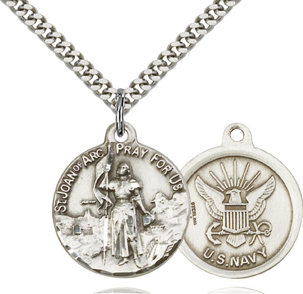 Sterling Silver Saint Joan of Arc Necklace Set