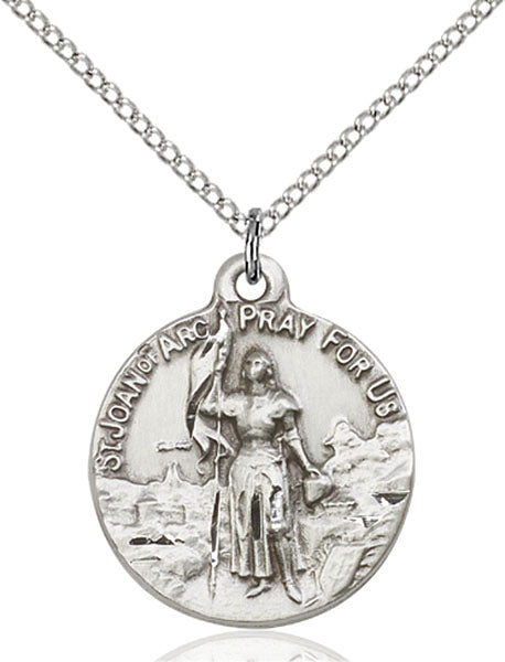 Sterling Silver Saint Joan of Arc Necklace Set