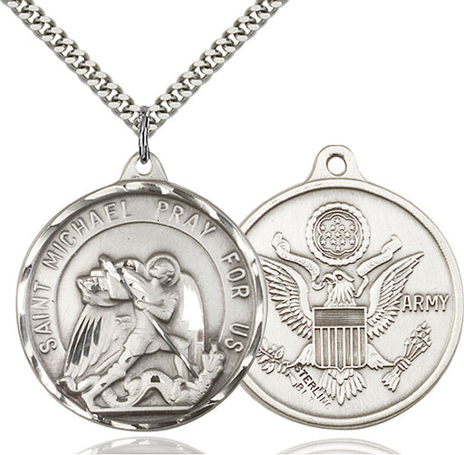 Sterling Silver Saint Michael and Army Necklace Set