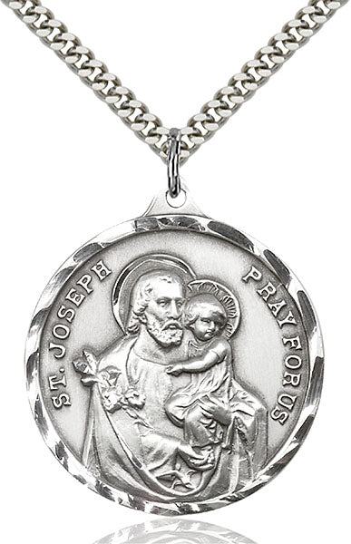 Sterling Silver Saint Joseph Necklace Set