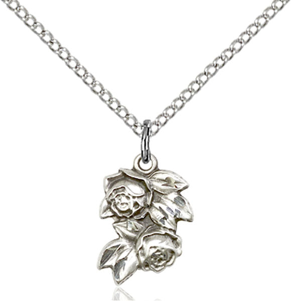 Sterling Silver Rose Necklace Set