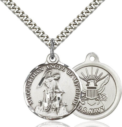 Sterling Silver Guardain Angel and Navy Necklace Set