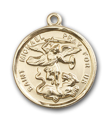 14K Gold Saint Michael the Archangel Pendant - Engravable