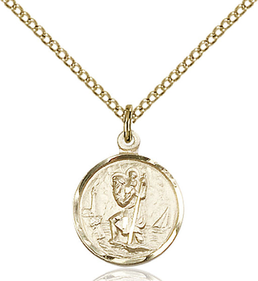 Small Round Gold-Filled Saint Christopher Necklace Set - Engrave it!