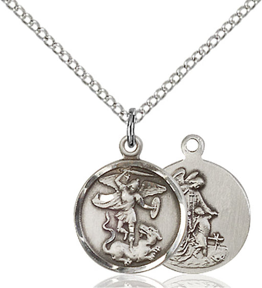 Sterling Silver Saint Michael the Archangel Necklace Set