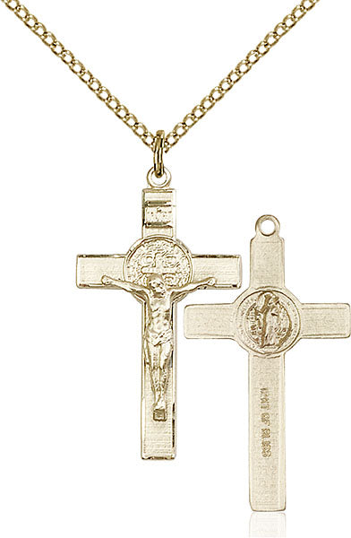 Gold-Filled Saint Benedict Crucifix Necklace Set