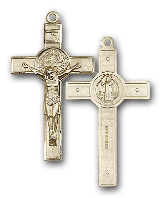 14K Gold Saint Benedict Crucifix Pendant