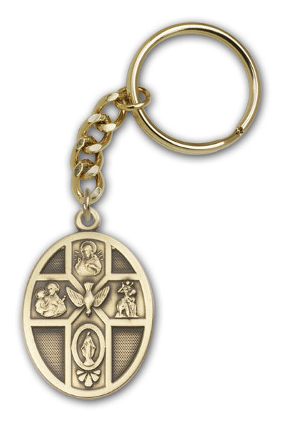 Antique Gold 5-Way and Holy Spirit Keychain