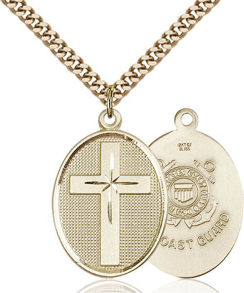 Gold-Filled Cross and Coast Guard Necklace Set