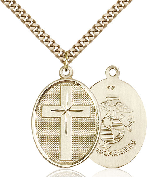 Gold-Filled Cross and Marines Necklace Set
