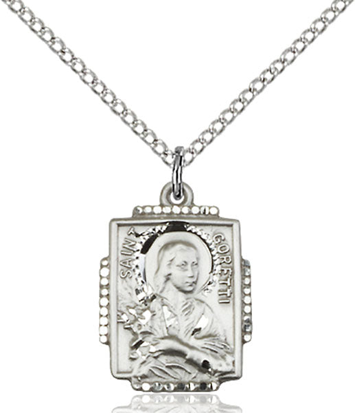 Sterling Silver Saint Maria Goretti Necklace Set