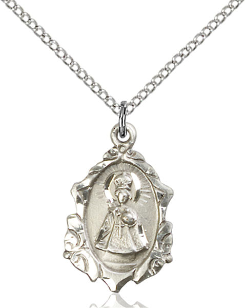 Sterling Silver Infant of Prague Necklace Set
