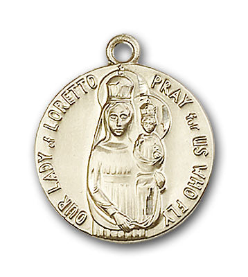 14K Gold Our Lady of Loreto Pendant - Engravable