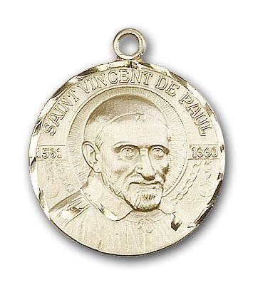 14K Gold Saint Vincent De Paul Pendant - Engravable