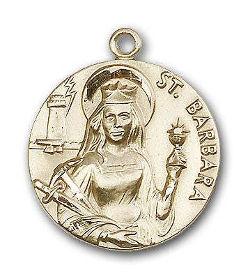 14K Gold Saint Barbara Pendant - Engravable