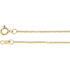 20-inch Solid Cable Chain with Spring Ring - 10K Yellow