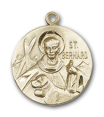 14K Gold Saint Bernard of Clairvaux Pendant - Engravable