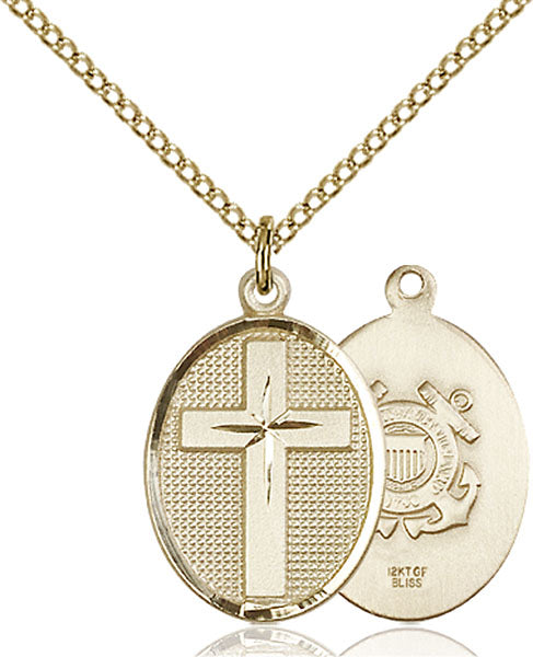 Gold-Filled Cross and Coast Guard Necklace Set