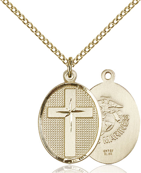 Gold-Filled Cross and Marines Necklace Set