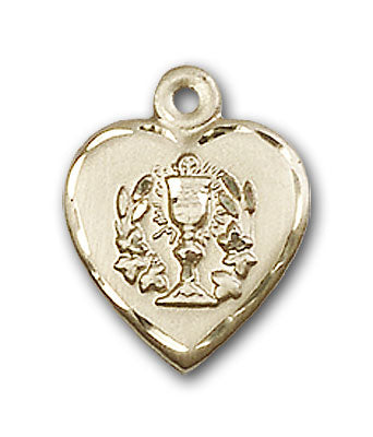 14K Gold Heart and Communion Pendant - Engravable
