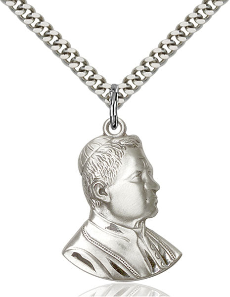 Sterling Silver Saint Pius X Necklace Set