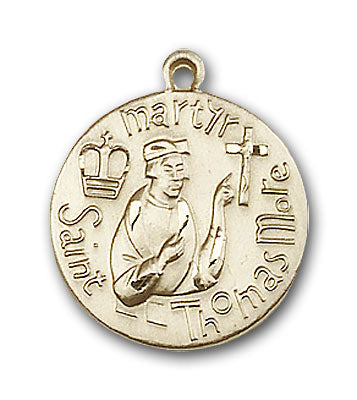 14K Gold Saint Thomas More Pendant - Engravable