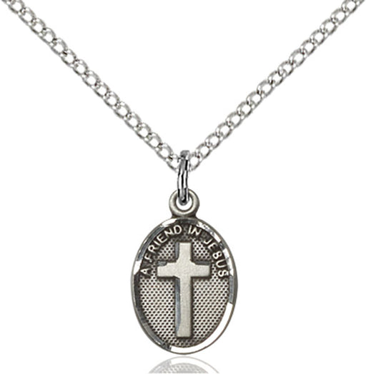 Sterling Silver Friend In Jesus Cross Necklace Set