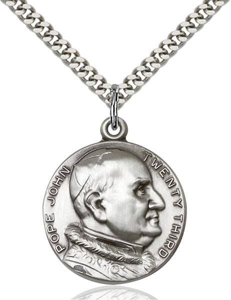 Sterling Silver Saint Pope John XXII Necklace Set