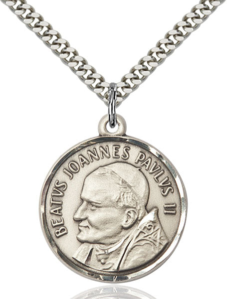 Sterling Silver Saint Pope John Paul II Necklace Set
