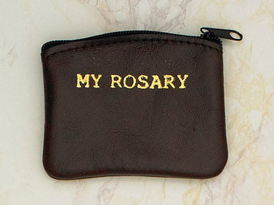 6-Pack - Brown Leather Rosary Pouch- 3-inch x 2-1/2-inch