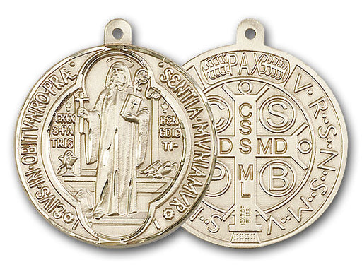 14K Gold Saint Benedict Pendant - Engravable