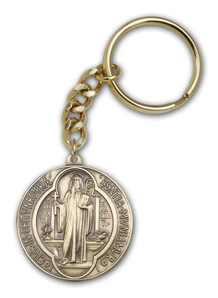 Antique Gold Saint Benedict Keychain