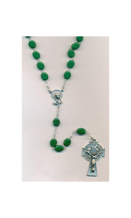 Irish Rosary with Shamrocks engraved on beads