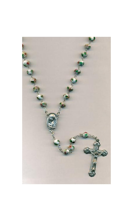 White Genuine Cloisonne Rosary- 8mm beads