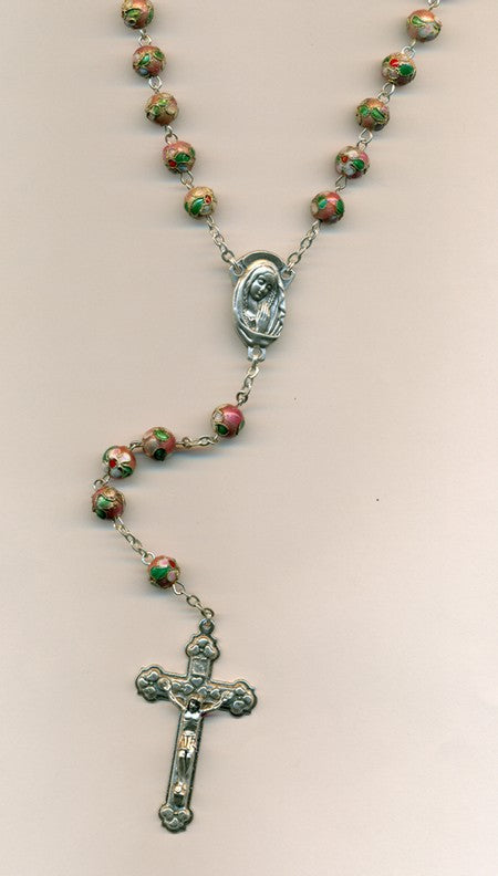 Rose Genuine Cloisonne Rosary Boxed