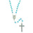 AB Crystal Rosary with Miraculous Medal Center and Silver-tone Crucifix - Aqua