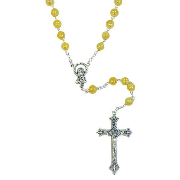 Imitation Glass Stone Rosary - Light Yellow