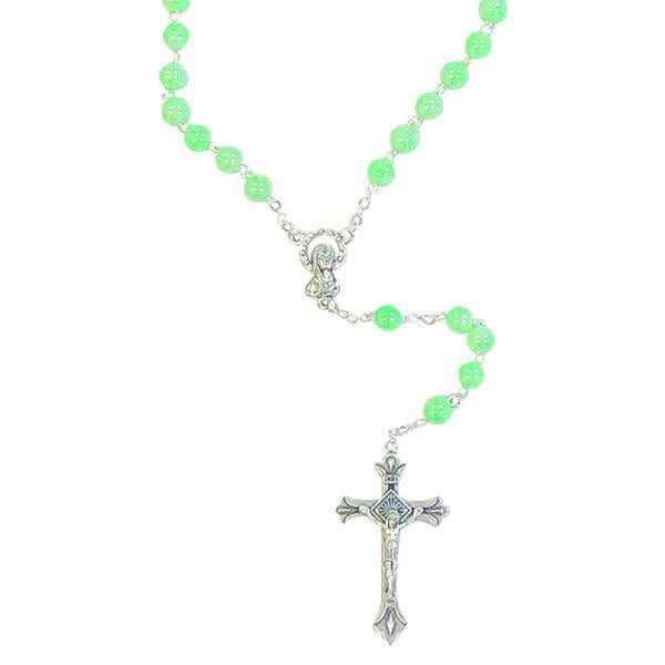 Imitation Glass Stone Rosary - Light Green
