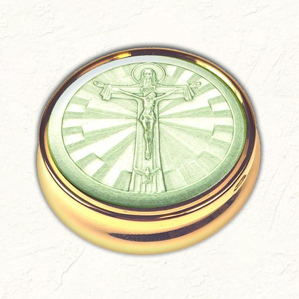 Silver-tone Trinity Cross Pyx with NO LINER