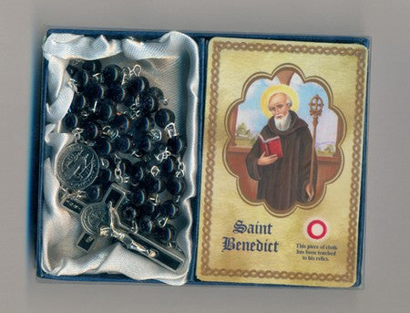 St Benedict Rosary and Relic Prayer Card