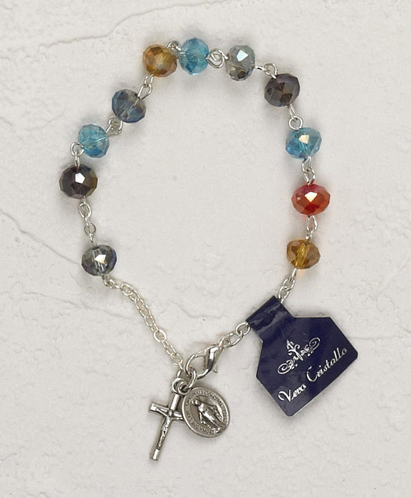 Multi Color REAL Crystal Rosary Bracelet