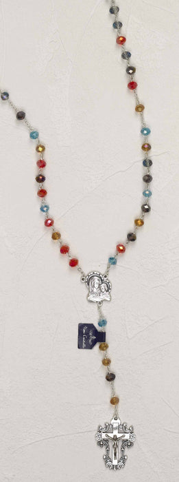Multi Color REAL Crystal Rosary In Rosary Case