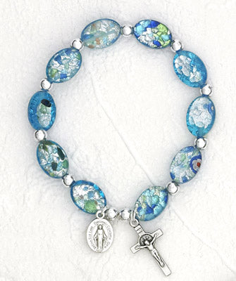 Murano Oval Glass beads bracelet - Blue