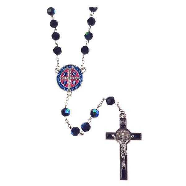 Saint Benedict Rosary with Enameled Center 7mm beads - Enamel center