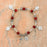 4-Pack - Sacred Heart Charm Bracelet on a Garnet Italian Glass Stretch Bracelet