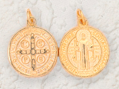 3-Pack - 2-1/2 Inch Saint Benedict Pendant- (including loop) Gold Plated
