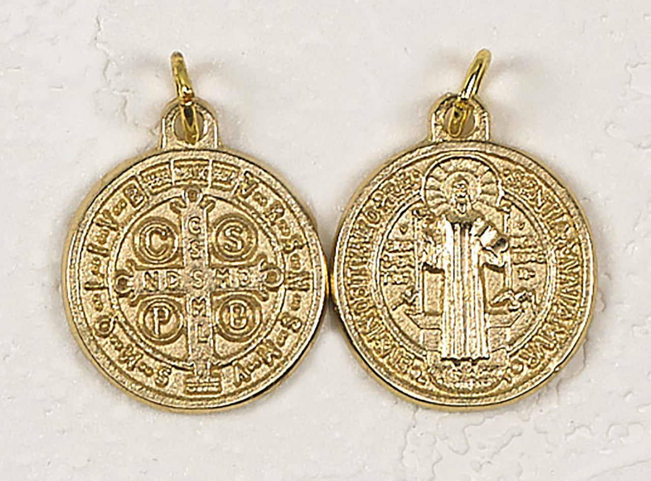 25-Pack - Gold Round Saint Benedict Pendant